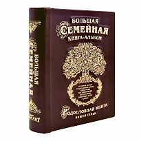 Большая семейная родословная книга-альбом в кожаном переплете с тиснением