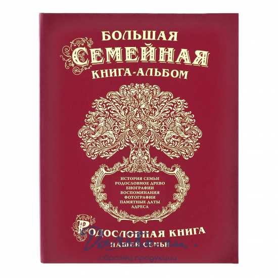 Большая семейная родословная книга-альбом в твердом переплете с тиснением бронзовой фольгой