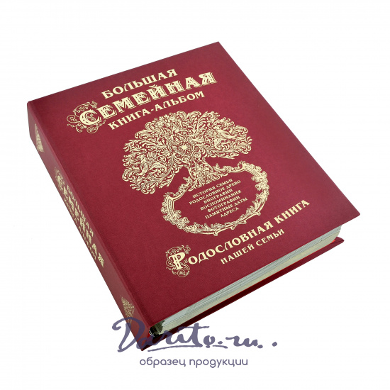 Большая семейная родословная книга-альбом в твердом переплете с тиснением бронзовой фольгой