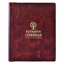 Большая семейная книга-альбом в кожаном переплете с тиснением