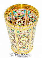 Стопка, отделка эмаль, позолота, розовый узор