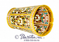 Стопка, отделка эмаль, позолота, розовый узор