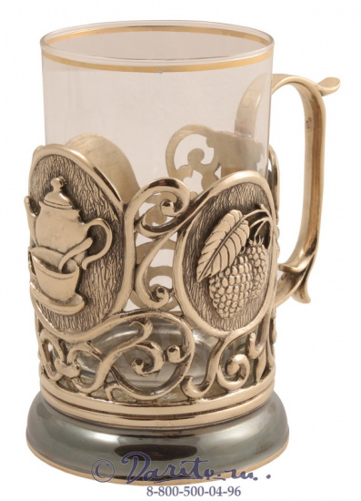 Подстаканник из латуни «Чаепитие с малиной»