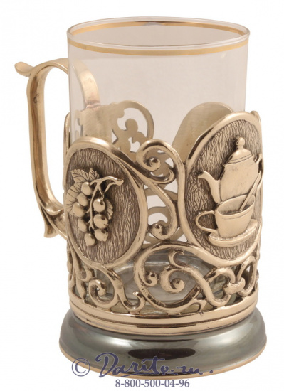 Подстаканник из латуни «Чаепитие с малиной»