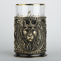 Подстаканник Лев из латуни