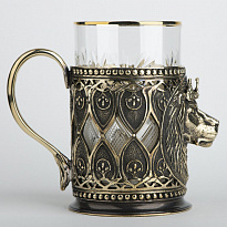 Подстаканник Лев из латуни