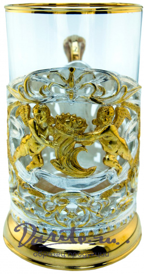 Подстаканник с золочением и серебрением «Рог изобилия»