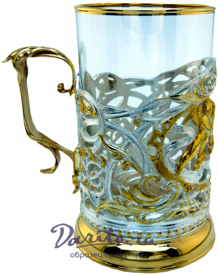 Подстаканник с золочением и серебрением «Рог изобилия»