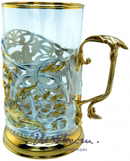 Подстаканник с золочением и серебрением «Рог изобилия»