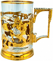 Подстаканник  с золочением и серебрением «Рыцари»