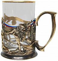 Подстаканник из латуни с эмалью «Самбо»