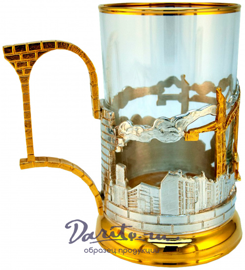 Подстаканник с золочением и серебрением «Строители»