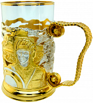 Подстаканник с золочением и серебрением «Танки»