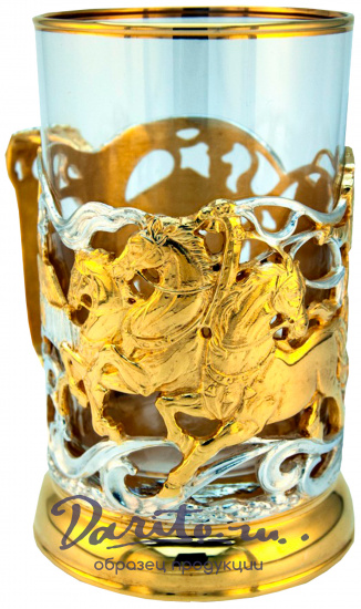 Подстаканник с серебрением и золочением «Тройка»