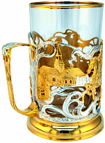 Подстаканник с серебрением и золочением «Тройка»