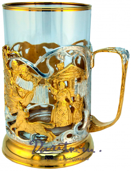 Подстаканник с серебрением и золочением «Тройка»