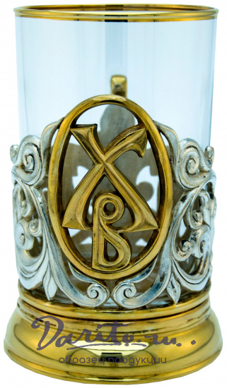 Подстаканник с золочением и серебрением «Христос Воскрес»