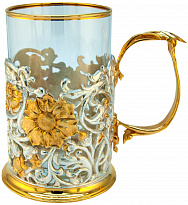 Подстаканник с золочением и серебрением «Цветы»