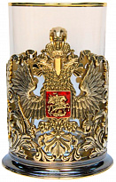 Подстаканник из латуни с эмалью «Герб орнаментальный»