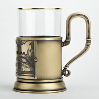 Подстаканник из латуни с эмалью «Железные дороги»