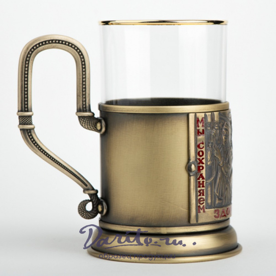 Подстаканник из латуни с эмалью «Медицина»