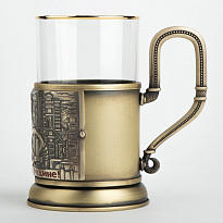 Подстаканник из латуни с эмалью «Нефть»