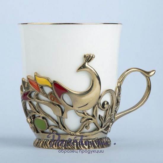 Подстаканник из латуни с эмалью «Жар-птица»