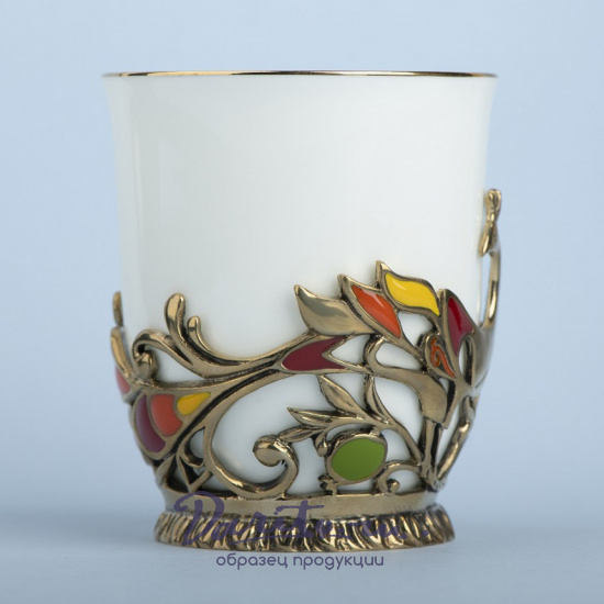 Подстаканник из латуни с эмалью «Жар-птица»