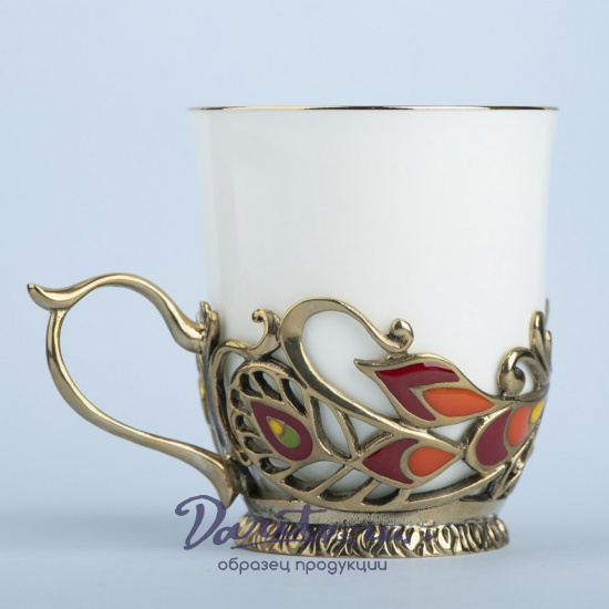 Подстаканник из латуни с эмалью «Жар-птица»