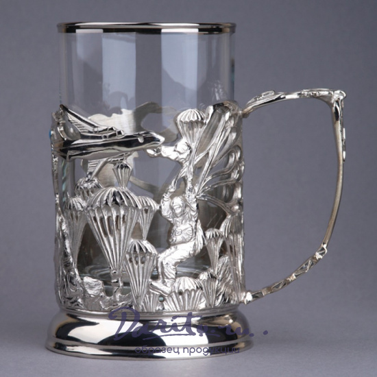 Подстаканник с никелированием и эмалью «ВДВ»