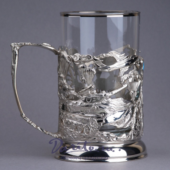 Подстаканник с никелированием и эмалью «ВДВ»