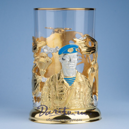Подстаканник с золочением и серебрением «ВДВ»
