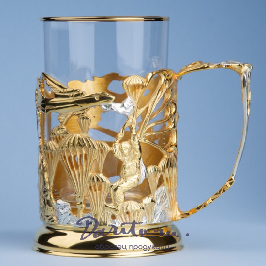 Подстаканник с золочением и серебрением «ВДВ»