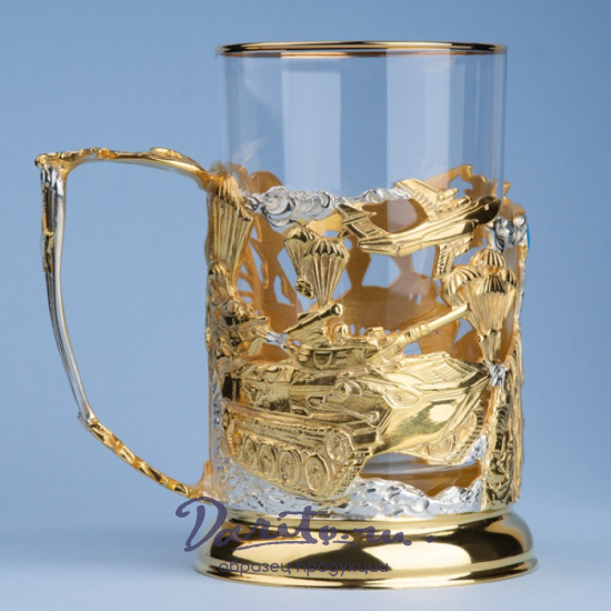 Подстаканник с золочением и серебрением «ВДВ»