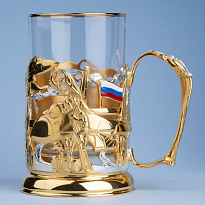 Подстаканник с золочением и эмалью «ВКС»