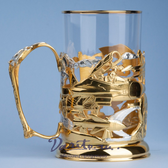 Подстаканник с золочением и эмалью «ВКС»