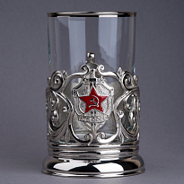 Подстаканник с эмалью и никелированием «КГБ»