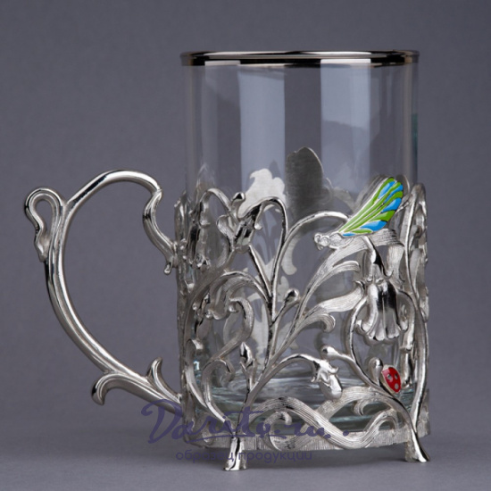 Подстаканник с эмалью и никелированием «Колокольчики»