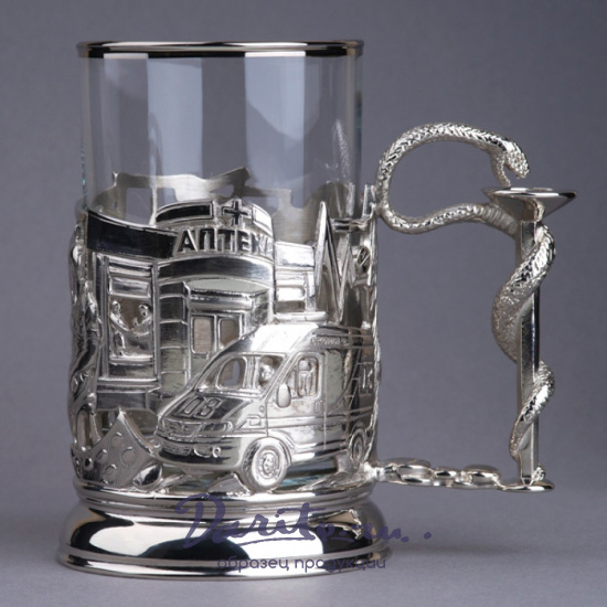 Подстаканник из латуни с никелированием «Медицина»