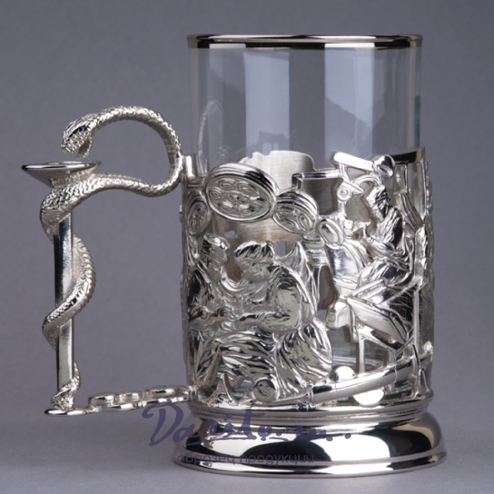 Подстаканник из латуни с никелированием «Медицина»