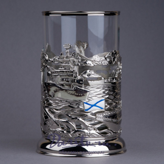 Подстаканник с никелированием и эмалью «Морфлот»