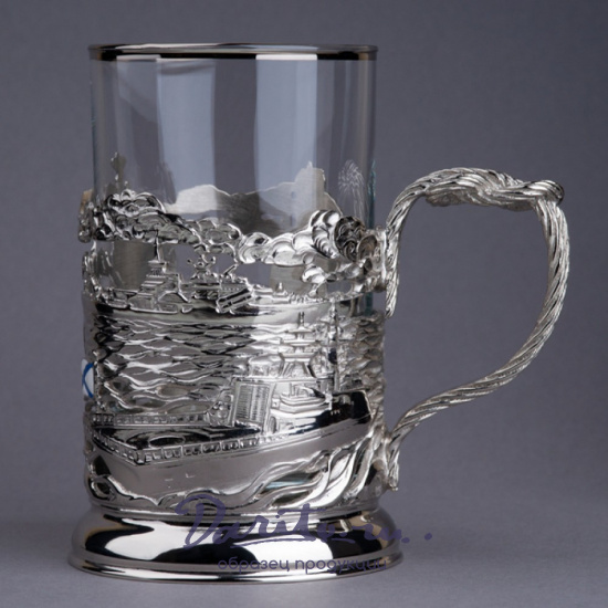 Подстаканник с никелированием и эмалью «Морфлот»