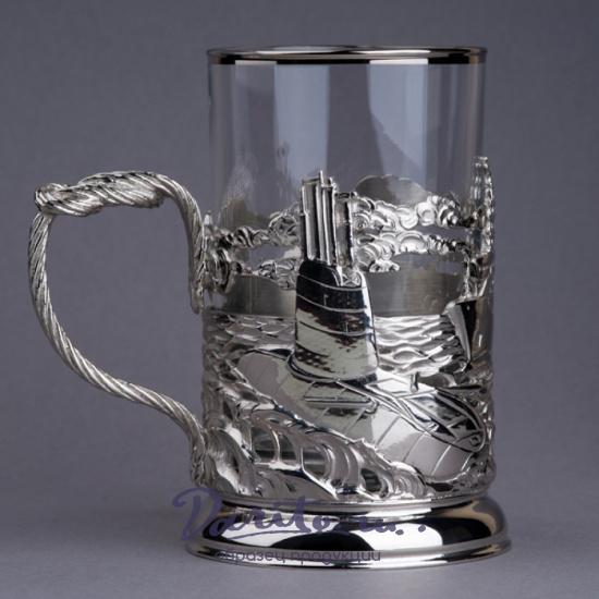 Подстаканник с никелированием и эмалью «Морфлот»