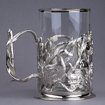 Подстаканник с никелированием «Охота в камышах»