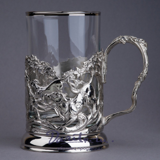 Подстаканник с никелированием «Охота на кабана»