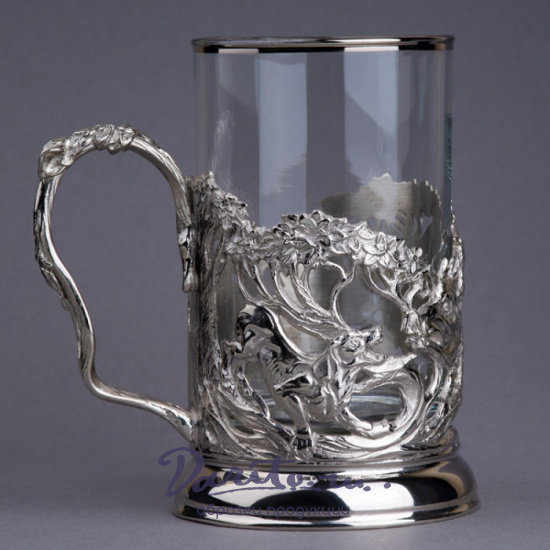 Подстаканник с никелированием «Охота на кабана»