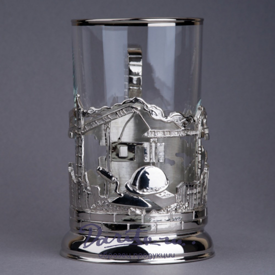 Подстаканник из латуни с никелированием «Строители»