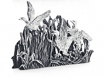 Серебряная подставка для визиток «На охоте»