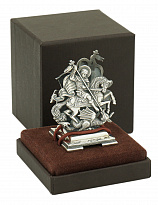 Серебряная подставка для визиток «Георгий Победоносец»