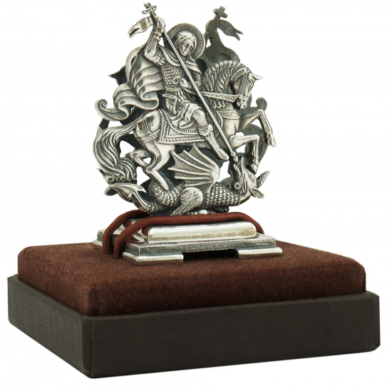 Серебряная подставка для визиток «Георгий Победоносец»
